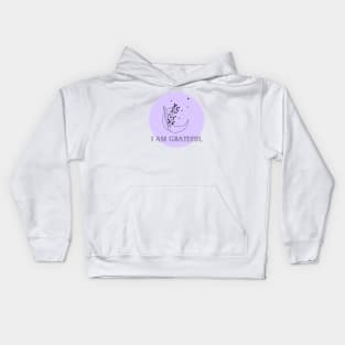 Affirmation Collection - I Am Grateful (Purple) Kids Hoodie